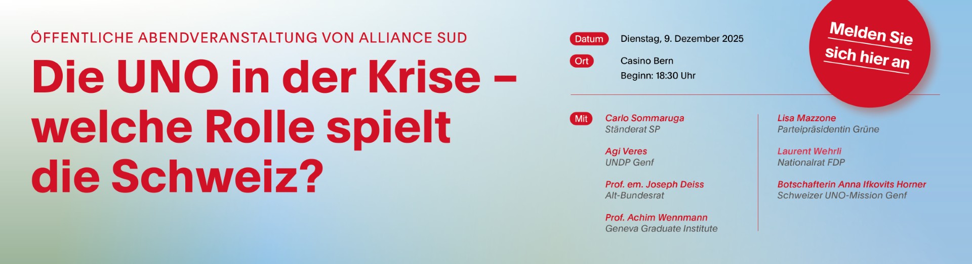 Öffentliche Abendveranstaltung: Die Uno in der Krise - welche Rolle spielt die Schweiz?